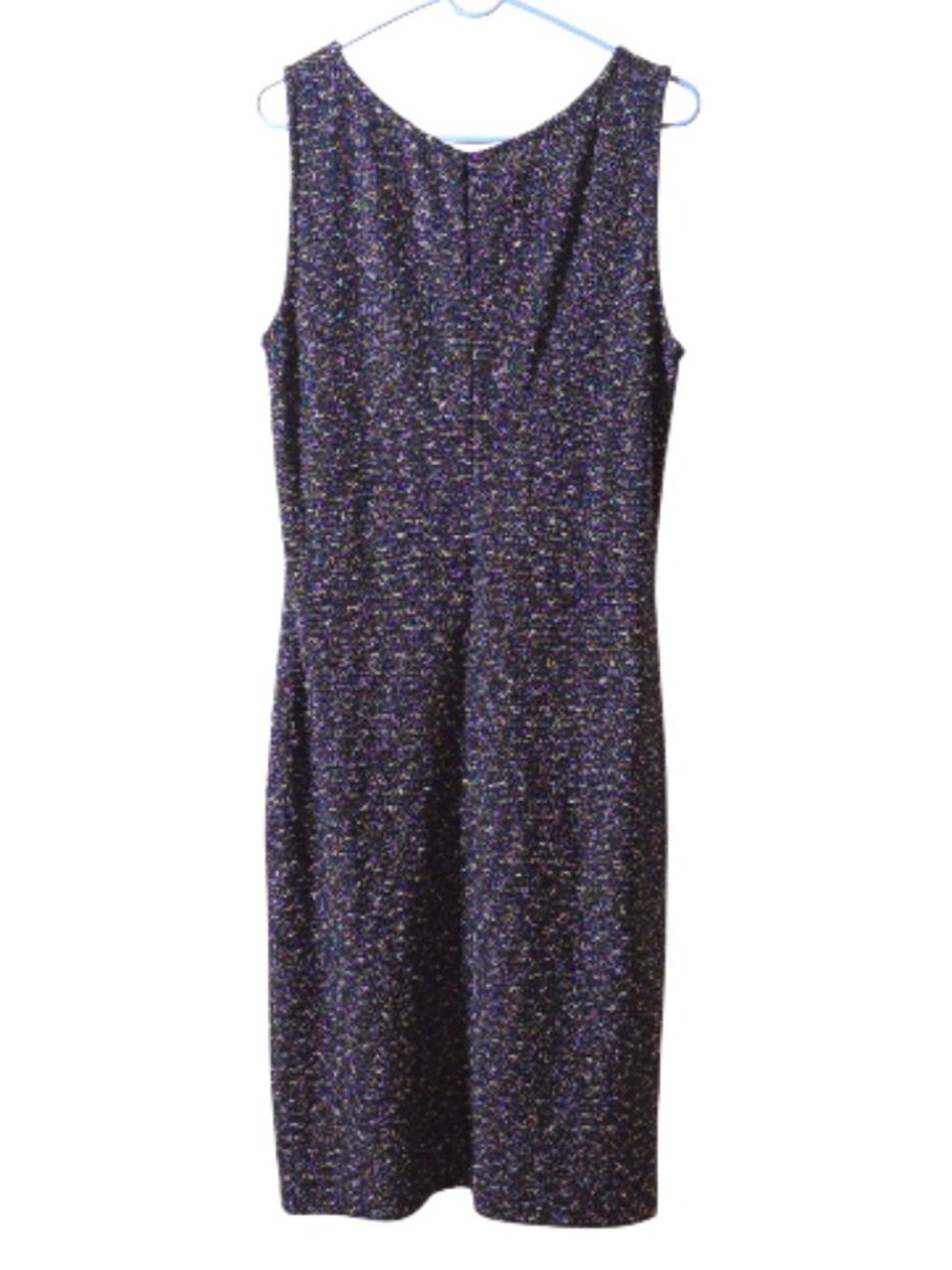 St. John Collection Knit Sheath Dress 14 Black Purple Flecked Wool Blend Sleevel - Picture 4 of 10